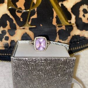 Purple stone square halo ring💜